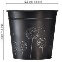 Artikel Sort og sølv urtepotte, metalplanteskjuler, Ø12,5 cm H11,5 cm