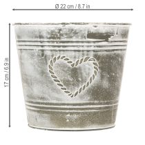 Artikel Shabby Chic metal urtepotte med hjerteformet design, Ø22 cm, H17,5 cm