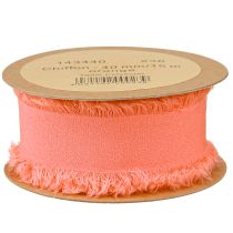 Artikel Chiffonbånd orange pastelfarvet stofbånd frynser 40mm 15m