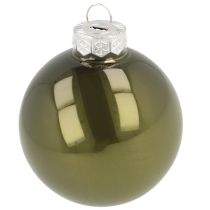 Artikel Juletræskugler i glas, skinnende oliven- og sølvgrå, 5 cm, 24 stk.
