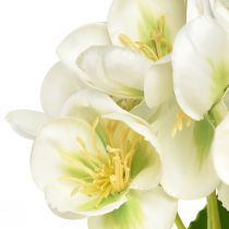 Artikel Juleroser hvide kunstige blomster som en buket på 18 blomster 60cm
