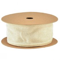 Artikel Dekorativt bånd, fløjlsbånd, ornamentalt bånd, beige, 50 mm bredt, 8 m langt