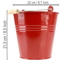 Artikel Dekorativ metalspand/plantekrukke, rød, Ø22 cm, H21,5 cm, 6 l