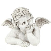 Artikel Dekorativ englefigur polyresin gravdekoration grå hvid H6cm 3 stk