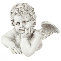 Artikel Dekorativ englefigur polyresin gravdekoration grå hvid H6cm 3 stk
