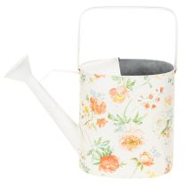 Artikel Vintage dekorativ metalvandkande med rosemotiv, sommerhavedekoration, nostalgisk plantekande, H31,5 cm