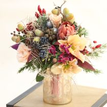 Artikel Dekorative Protea kunstige kunstige blomster rød-orange 34 cm 3 stk.