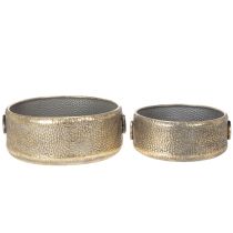 Artikel Dekorativ skål, antikt look, metalplantekasse, gylden, Ø37/31 cm, sæt med 2
