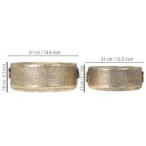 Artikel Dekorativ skål, antikt look, metalplantekasse, gylden, Ø37/31 cm, sæt med 2