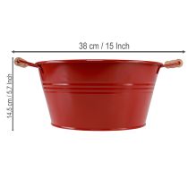 Artikel Dekorativ skål med hanke, metal blomsterskål, rød, Ø29 cm, H14,5 cm