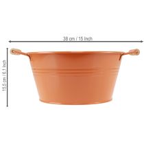 Artikel Dekorativ skål med hanke, metal, orangebrun, Ø29 cm, H14,5 cm