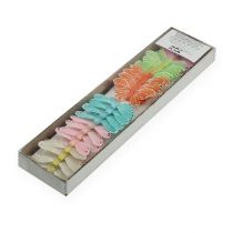 Artikel Fjersommerfugle på tråd farvede 5,5 cm 24 stk