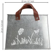 Artikel Dekorativ pose, sølv, hvid, brun, metal, urtepotte, L22 cm, 2 stk.