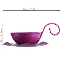 Artikel Dekorativ metal tekop på underkop, lilla, Ø11,5 cm, H8 cm, 2 stk.