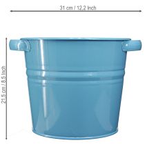 Artikel Dekorativ metalblomsterpotte/plantekrukke i blå, 31 cm x 26 cm x 21,5 cm