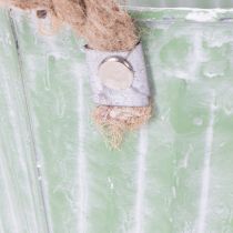 Artikel Dekorativ potte, metalspand til plantning, plantekasse med håndtag, pink/grøn/gul shabby chic Ø15cm H13cm 3-delt sæt