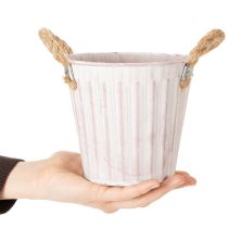 Artikel Dekorativ potte, metalspand til plantning, plantekasse med håndtag, pink/grøn/gul shabby chic Ø15cm H13cm 3-delt sæt