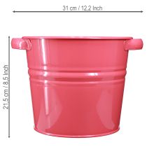 Artikel Dekorativ potte, lyserød metal urtepotte med håndtag, 31x26x21,5 cm