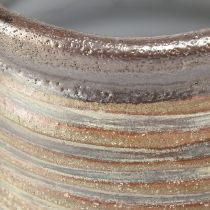 Artikel Dekorativ keramikplantekasse, metallisk brun/grå, 10,5 x 10 cm, 2 stk.