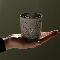 Artikel Dekorativ glaslanterne med bladdesign til stilfulde boligtilbehør, 8 cm, 4 stk.