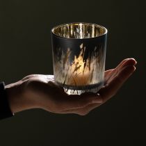 Artikel Dekorativ glaslanterne med græsdesign til atmosfæriske rumdetaljer, blå, 8 cm, 4 stk.