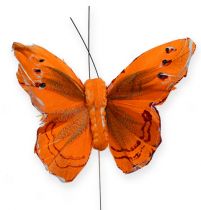 Artikel Dekorativ sommerfugl på wiren orange 8 cm 12stk