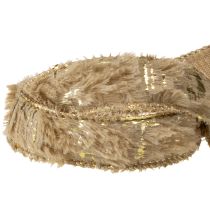 Artikel Dekorationsbånd med pels, kunstpelsbånd, brun guld, 25 mm, 15 m