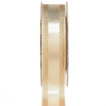 Artikel Dekorativt bånd guld med glimmer og striber gavebånd 25mm 20m
