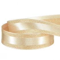 Artikel Dekorativt bånd guld med glimmer og striber gavebånd 25mm 20m