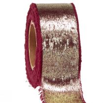 Artikel Pyntebånd Jule pyntebånd Bordeaux Guld B40mm L10m