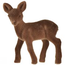 Artikel Dekorativ figur hjort fawn flockede brune julefigurer 10,5cm 6 stk