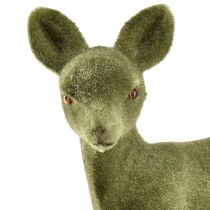 Artikel Dekorativ figur hjort fawn flocked julefigurer grøn 10,5cm 6 stk