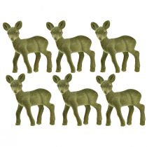Artikel Dekorativ figur hjort fawn flocked julefigurer grøn 10,5cm 6 stk