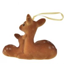 Artikel Dekorativ bøjle hjorte dekoration med fawn flocked 10cmx5cmx8,5cm