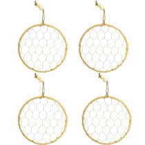 Artikel Dekorative metalbast ophængningsringe, Ø20 cm, 4 stk., boho vægdekoration, vinduesdekoration