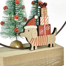 Artikel Dekorativ ring træ metal jul med hund Ø21cm H25cm
