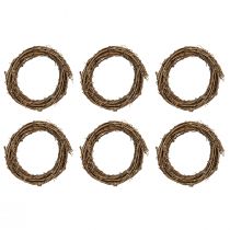 Artikel Dekorativ ring mini vinrankrans naturlig Ø15cm 6 stk. DIY dekoration