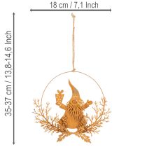 Artikel Juledekorationsring, rensdyr i ring, julemanden med gave, metaldekoration, rusten finish, Ø18 cm, sæt med 2