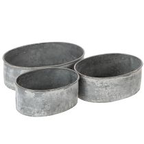 Artikel Dekorativ metalskål, oval, grå, L22,5/19,5/16 cm, sæt med 3 stk.
