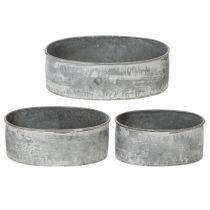 Artikel Dekorativ metalskål, oval, grå, L22,5/19,5/16 cm, sæt med 3 stk.