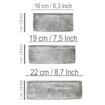 Artikel Dekorativ metalskål, oval, grå, L22,5/19,5/16 cm, sæt med 3 stk.