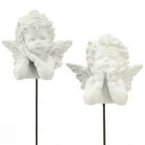 Artikel Dekorativ stik englefigurer gravdekoration hvid H5cm 6 stk