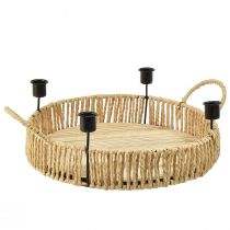 Artikel Dekorativ bakke træ naturmetal lysestage sort Ø30cm