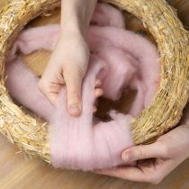 Artikel Dekorativ uld pink 2m uldsnor filtning af uld til hobby og blomsterdekorationer