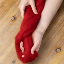 Artikel Uldsnor, dekorativ uld, rød, 2m filtet uld til blomsterdekoration, dekoration og hobbyarbejde