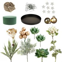 Artikel DIY kasse juledekoration med sukkulent arrangement Ø20cm