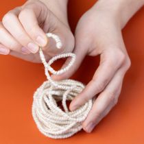 Artikel Hvid uldsnor med guldtråd 5m x 5mm med ståltråd til dekoration og hobbyarbejde