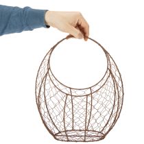 Artikel Trådkurv, metalplantekasse, forårsdekoration, påskekurv, brun, rustfinish, H34 cm L30 cm