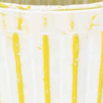 Artikel Spand til plantning, plantekasse med håndtag, metaldekoration pink/grøn/gul shabby chic Ø16,5 cm H15 cm 3-delt sæt