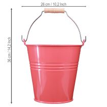 Artikel Dekorativ lyserød metalspand til urtepotte 26x22,5x23cm 6l